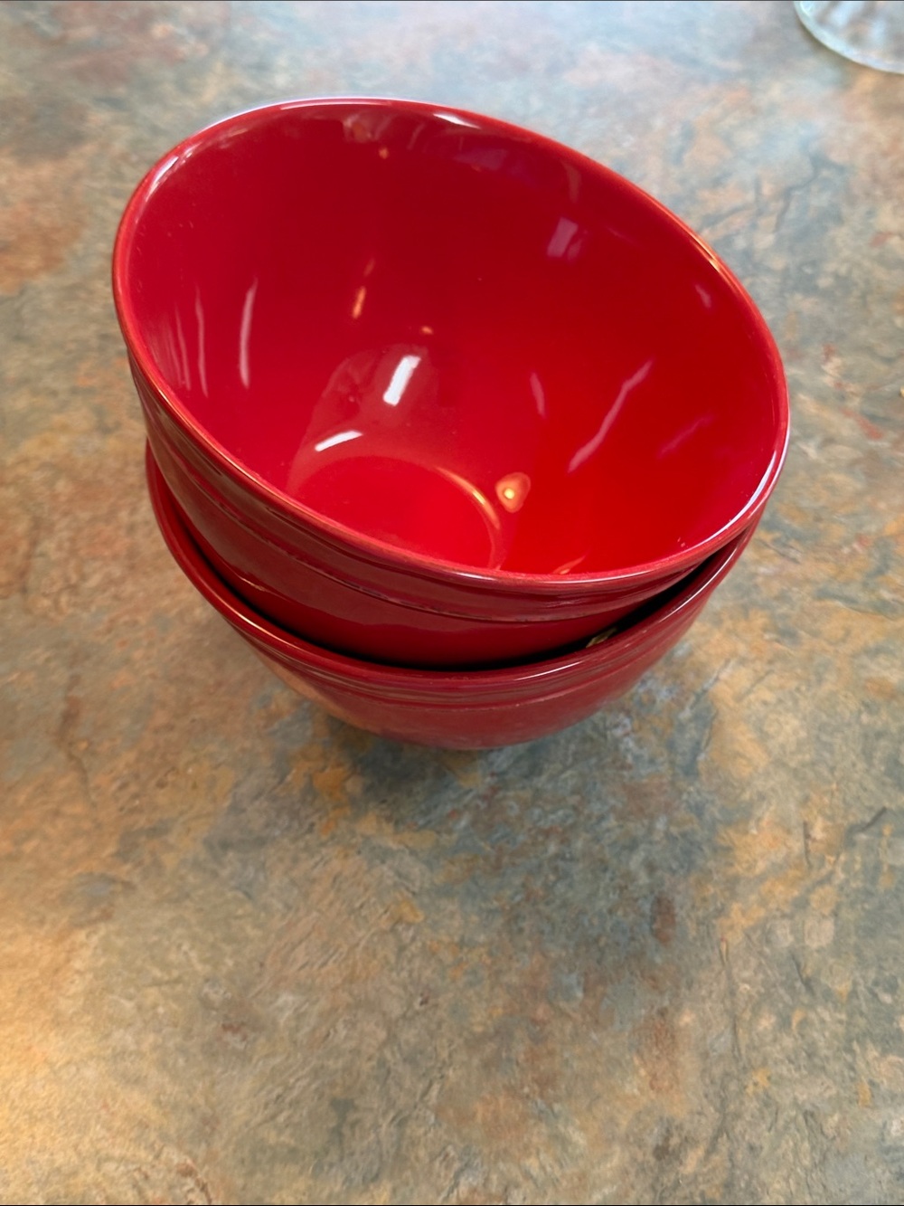 Pottery Barn Cambria Red cereal bowls handcrafted in Portugal.  Set of two.